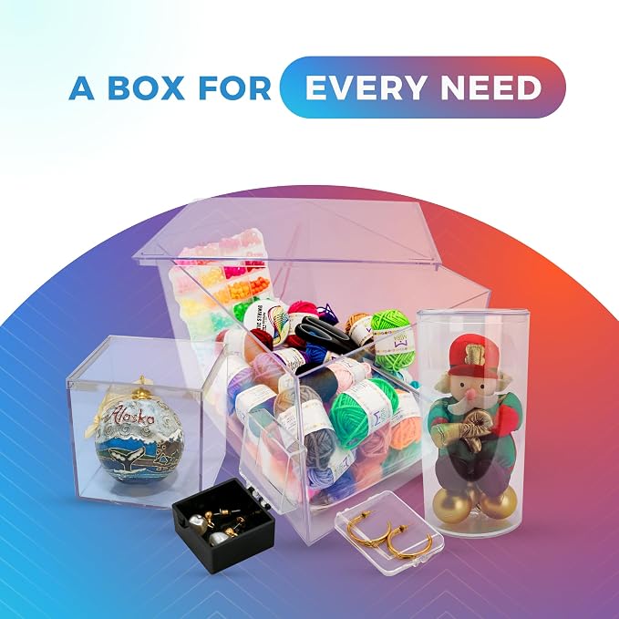 8-Pk Clear Acrylic Boxes with Lids, 4x4x4in, Candy, Party Favors & Gifts | Clear 4x4x4in boxes for candy gifts & party favors, ornaments & collectibles. BPA-free, made in USA.