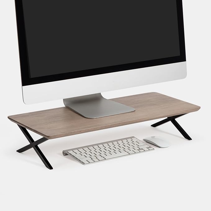 Anji Mountain Monitor Stand - Desktop Organizer & Laptop Riser, Ergonomic Monitor Riser, Space-Saving Monitor Stand for Desk, Durable Construction, Easy Assembly, Ideal for Home & Office,Biscotti