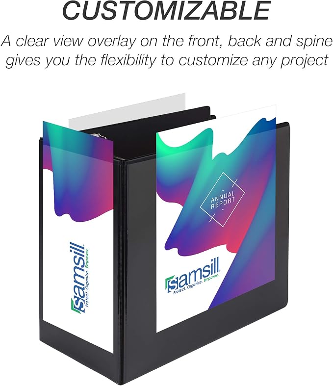 Samsill Durable 6 inch 3 Ring Binder, Locking D Ring 100% Recycled Chipboard, Black, Pallet of 120 Binders in 20 Cartons