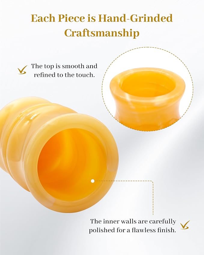 Afghanistan Natural Jade Makeup Brush Holder & Organizer, Small Countertop Vanity Accessories, luxury Makeup Organizer, Christmas Presents, Unique Gifts for Women (Amber Orange)
