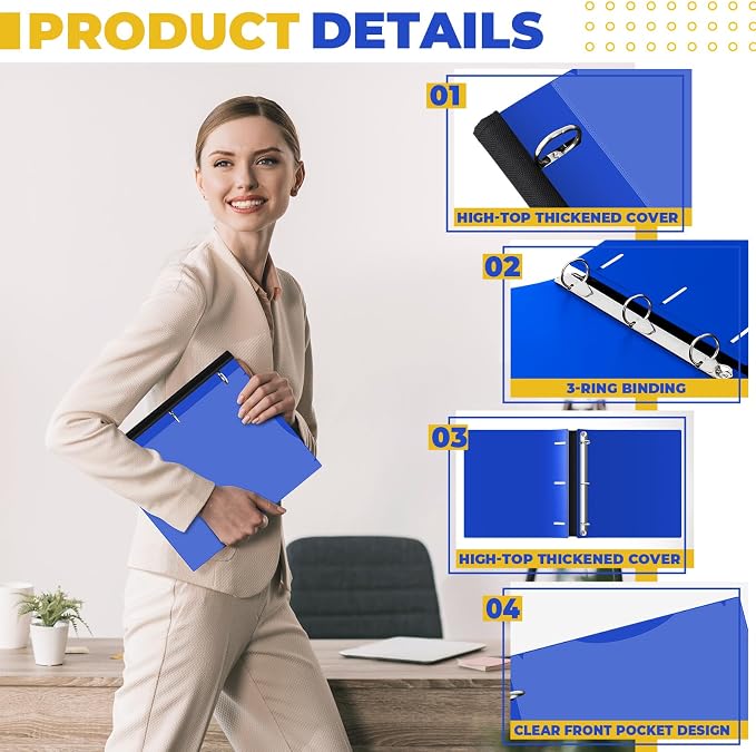 Henoyso 6 Pcs 1 Inch Telescoping 3 Ring Binder with Expandable Telescoping Spine 200 Sheets Capacity with Clear Front Cover 3 Round Ring Flexible Plastic Notebook Binder for School, Office(Multicolor)
