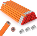 Fainne 48 Pcs Large Pencils 3 Sharpeners,Orange+silver,Round