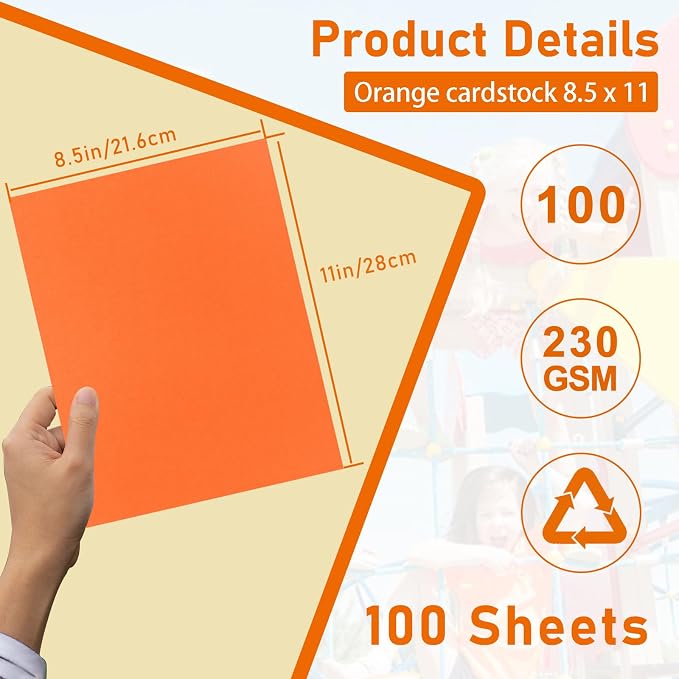 Guakicae 100 Sheets Orange Cardstock 8.5 x 11 Halloween Cards 80lb | Thick Paper Card Stock for DIY Cards Making, Crafting, Party Decorations, Certificate, Memos