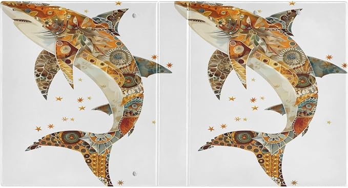 3 Ring Binder, Brown Beige Shark Folk Art File Folder Holds 200 Sheets File Storage for Women Men School Office Supplie