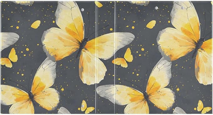 Butterfly Yellow Butterflies 3 Ring Binder with 2 Interior Pockets 1.5 inch Binders 3 Ring Heavy Duty Fit 8.5" x 11" Letter Size for Office School, 2 Pack