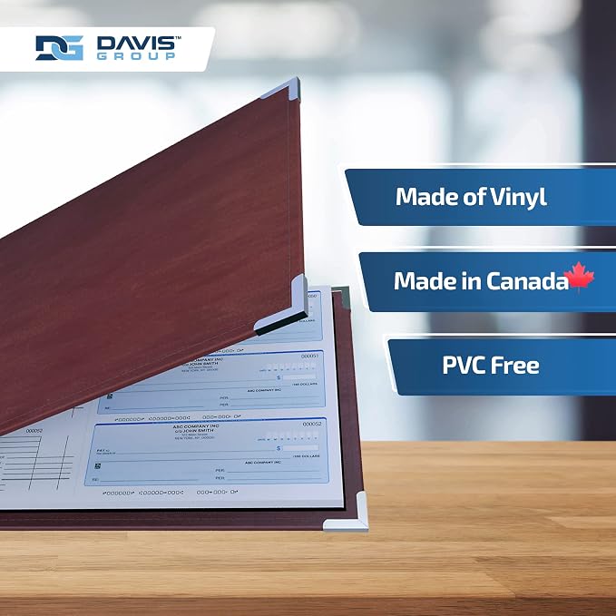 Davis Group Premium 3-Up Business Checkbook Binder, Big and Small Business Essentials for Checks, Burgundy