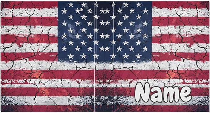 Custom 3 Ring Binder Retro American Flag 1.5" Round Ring Binders Personalized Name View Binder with 200 Sheet for Kids School Supplies Women Men Office, 1 Pack