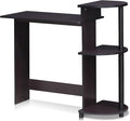 Furinno COMPACT Desk, 28.5" Wide Gaming Desk with Shelves, Computer Desk with Book Shelf, Office Desk for Home Office, Study Room, Dorm, Bedroom, Dark Walnut