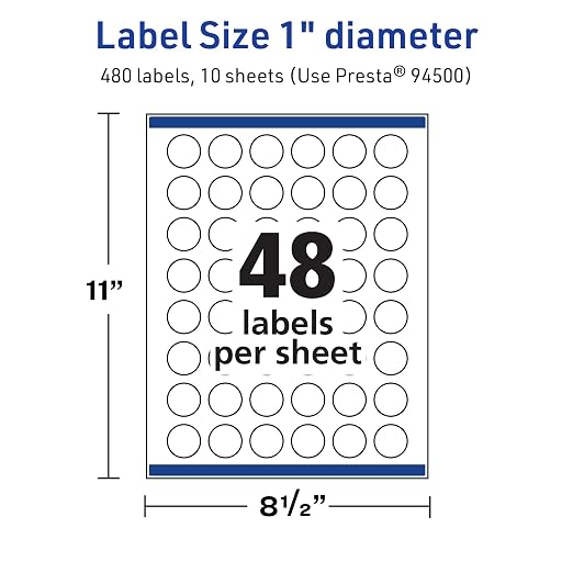 Avery® TrueBlock® Matte White Round Labels, Sure Feed® Technology, 1" Diameter, 480 Matte White Labels, Print-to-The-Edge, Laser/Inkjet Printable, Great for Product Merchandising Stickers