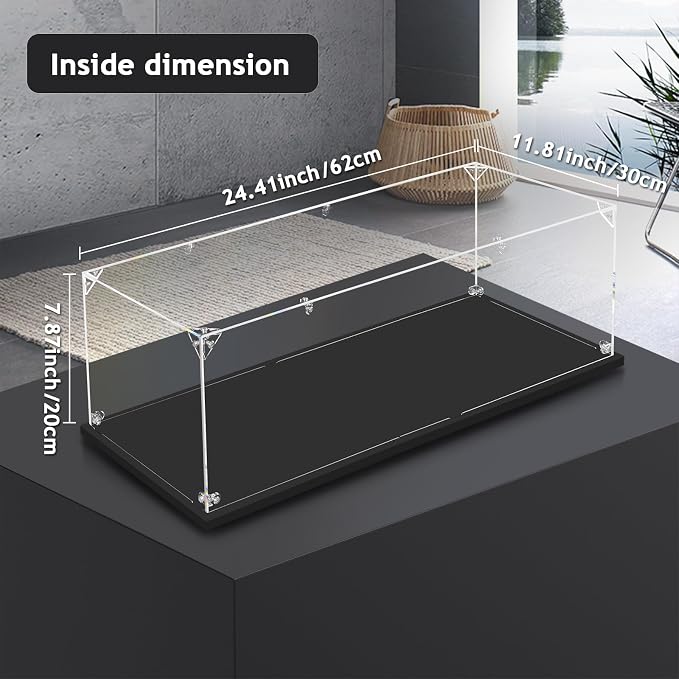 3MM Acrylic Display Case for Lego Car Model Display(24.41x11.81x7.87inch) | dofopo Clear Display Box for 1:8 Scale Lego 42143 /42115/ 42056/42171/42096 Thickened Acrylic Box Showcase(1:8)