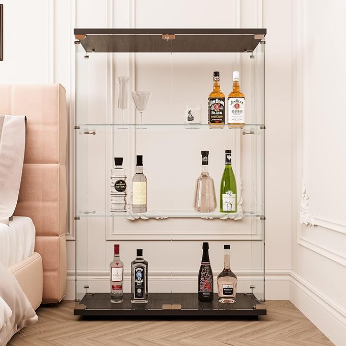 FLYMUHJIA Glass Display Corner Cabinets Storage with Doors Shoe Rack Liquor Curio Cabinet with Doors and Shelves Tool Whiskey Lockable Storage Bar Christmas Decorations(ND-b)…