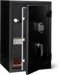 Amazon Basics Fire Resistant Security Safe with Electronic Keypad, Anti-Theft Protection for Important Documents and Valuables, 2.1 Cubic Feet, 16.93" W x 13.8" D x 25.98" H, Black