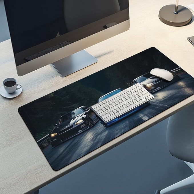 Large Mouse Pad Gaming Mousepad R34 Sports Car Racing JDM Car Cool Big Computer Desk Mat Desk Pad for Keyboard and Mouse Mat Non-Slip Base 40x90cm