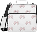 Cute Beautiful Pink Bow Zipper Binder with Shoulder Strap Bag 3 Ring Binder Organizer Large Capacity Multiple Compartments for School Office