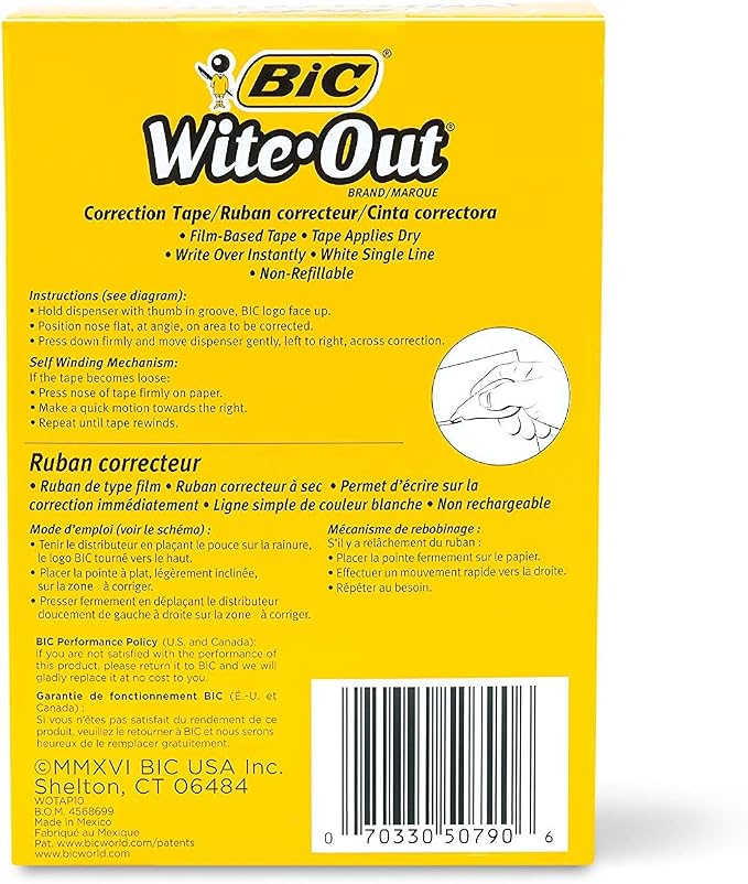 BIC Wite-Out Brand EZ Correct Correction Tape, White, 35 Count Total (35 Count Total)