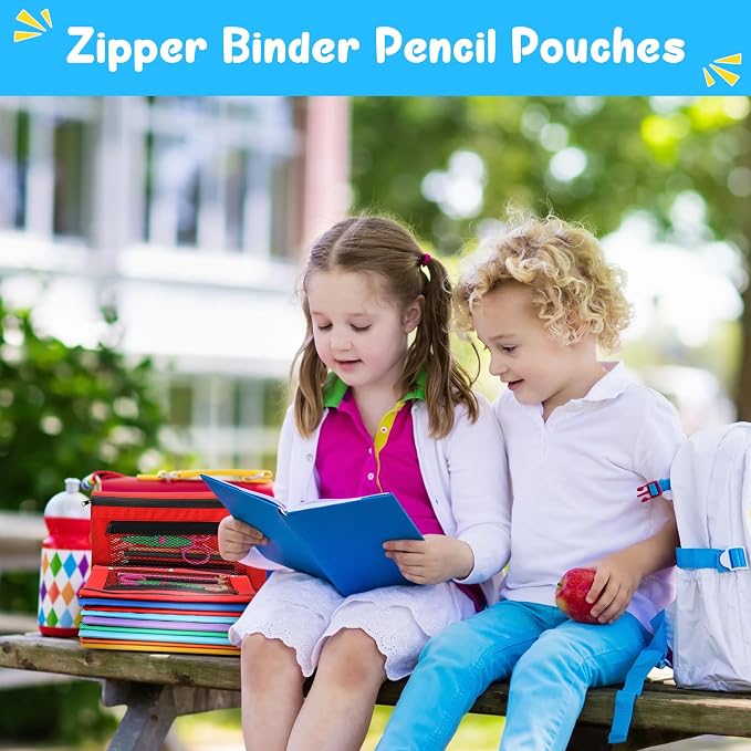 Zhehao 20 Pcs Pencil Pouch 10.24 x 7.28 Inch 3 Ring Binder Zipper Pouches Pencil Bags with Mesh Window Binder Pencil Case for Office School Students Supplies (Multicolor)