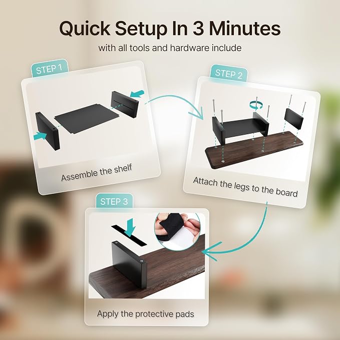 31.5" Dual Monitor Riser, Metal Shelf Wooden Desk Organizer | Walnut Wooden Desk Shelf for 2 Monitors/TV,Monitor Stand Riser for Desk, Wood Monitor Stand Organizer for Home Office