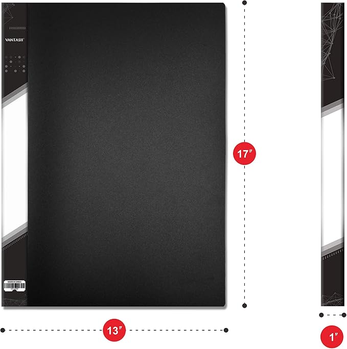 Presentation Book 40 Clear Pockets Sleeves Protectors Art Portfolio Clear Book for Artwork, Report Sheet, Letter (16.5x12.1inch)