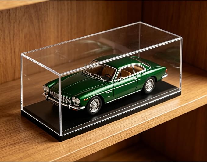 Model Car Display Case for 1:32 Scale Diecast Cars, Clear Acrylic Stackable Showcase Box for Toys & Memorabilia, Dustproof Collector Storage with Black Base, 8 x 3.7 x 3.7 Inch