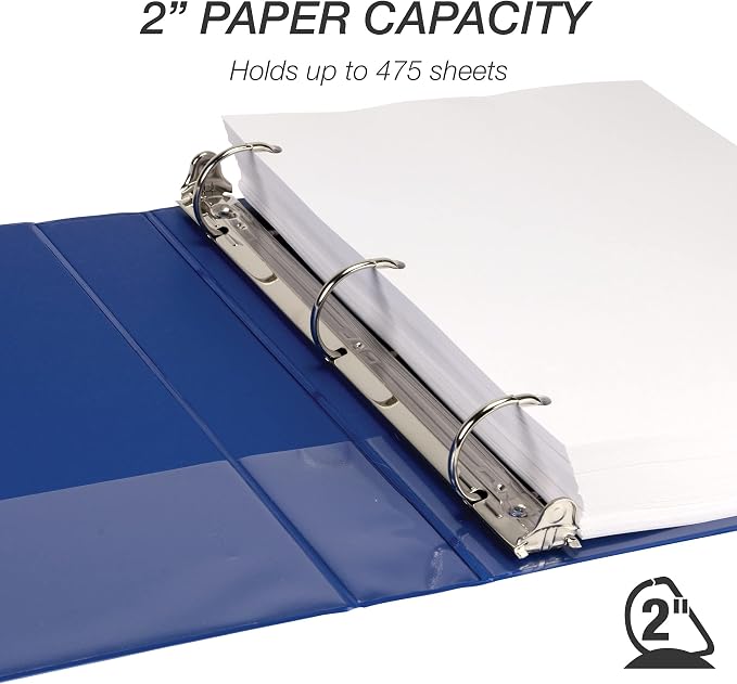 Samsill Durable 2 inch 3 Ring Binder, D Ring Binder, 100% Recycled Chipboard, Blue, 4 Pack