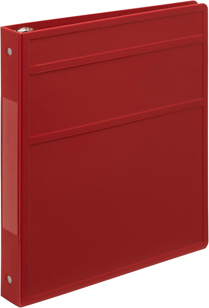 Carstens 1-Inch Heavy Duty 3-Ring Binder - Side Opening,Brick Red, Durable Plastic, Precision No-Gap Rings, Waterproof Cover, No Pockets, Holds 125 US Letter Sheets, BPA-Free, Made in USA (8718-3R)