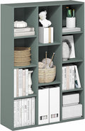 Furinno LUDER Book Shelf, 11-Cube Bookshelf, Reversible Bookcase, 9.4 x 29.1 x 41.7, Easy Assembly, for Living Room, Bedroom, Home Office, Sage Green