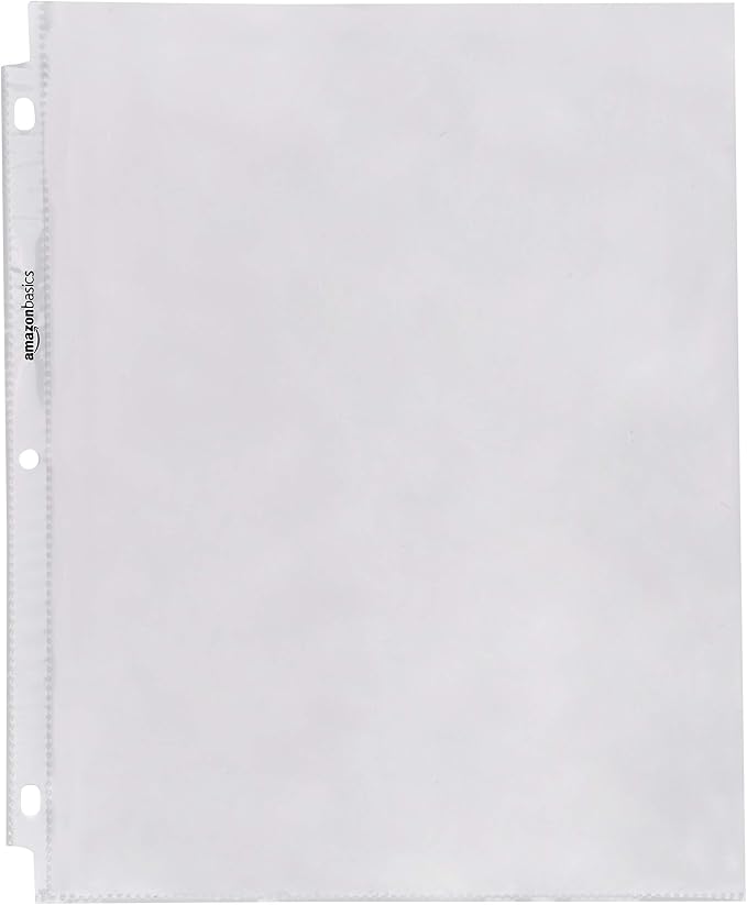 Amazon Basics Sheet Protectors for 3 Ring Binder, Top Loading, Clear Plastic Sleeves, Letter Size, 2000-Pack