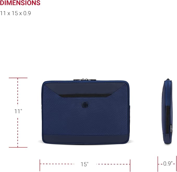 SwissGear Padded Zippered Laptop Sleeve, Micro-Twill Laptop Case with Fleece Lining & Front Webbing