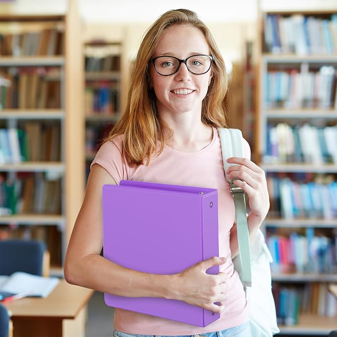 ViVin 2 Inch Round Ring View Binder for Durability, 6-Pack (Purple) | Standard 3 Ring Binder for 450 Sheets of US Letter Size Paper, PVC-Free, Clear Front Pocket, Office Home School Use