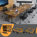 Folding Conference Table 4ft 5ft, Foldable Office Meeting Desk for 6 People, Multiple Sizes Colors Mobile Conference Room Table for Training Room School Business Furniture (2, Brown, 55in)