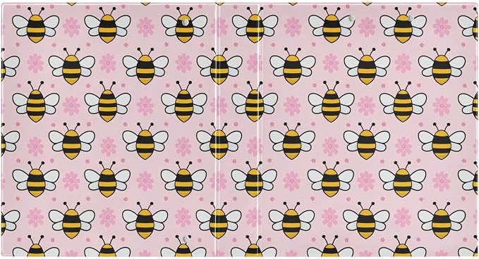 Aslsiy Pink Bee Yellow Bees Flowers 3 Ring Binder 1.5 Inch Round Clipboard Decorative Harcover Organizer for Office Supplies