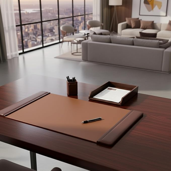 Dacasso Leather Desk Set, 3-Piece, Mocha