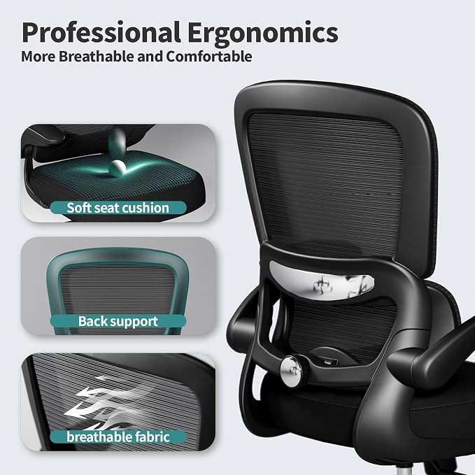 TRALT Office Chair - Ergonomic Desk Chair with Adjustable Lumbar Support, Mesh Computer Chair, Executive Chairs for Home Office Comfortable Lumbar Support Black Pack of 15