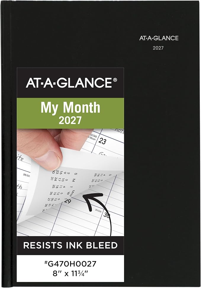 AT-A-GLANCE 2027 Planner, Monthly, 14-Month Dec-Jan, 8" x 11.75", Tabbed, Hardcover, DayMinder, Black (G470H0027)
