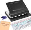 10 Hole Punch Binding Machine for Planners with 10 Multi-Color Binder Rings | 30 Holes on A4, 20 Holes on A5, 26 Holes on B5, 10 Sheet Capacity (Black)