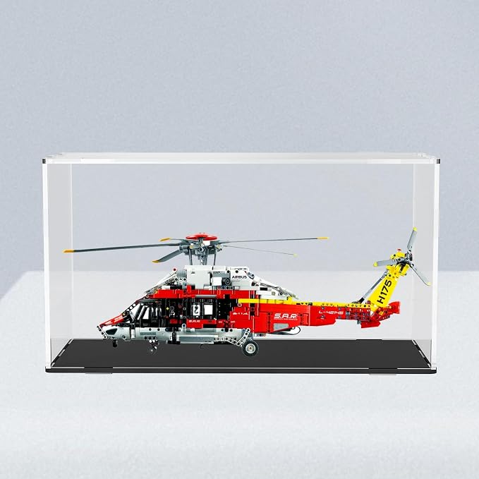 Clear Acrylic Display Case,Self-assembly Display box with black acrylic base,Countertop Box Cube Organizer Stand Riser Dustproof Protection Showcase for action Figures toys Collectibles(10x4x5.7 inch)