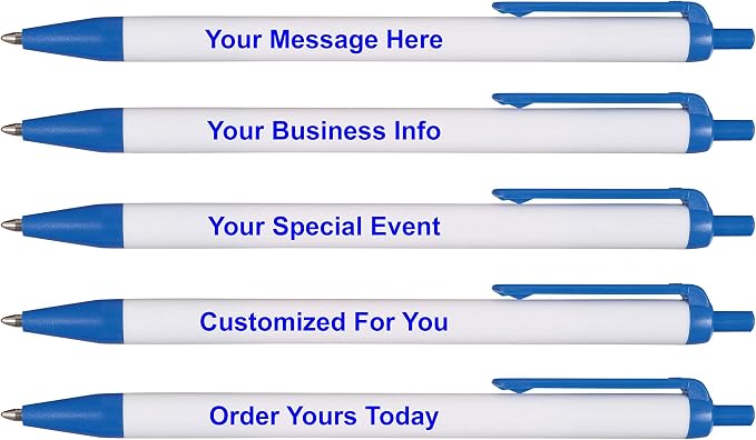 RevMark Personalized Ballpoint Pen, Custom Printed Name, Business or Event Information, Timeless Advertising, USA Made Pens, Promotional Marketing, Smooth Black Ink, Bulk Pack (Blue,1000 Ct.)