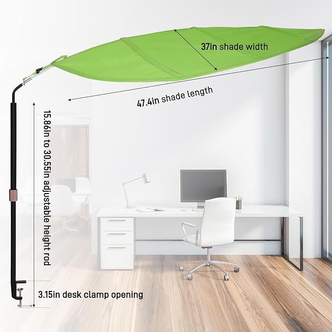 P Polerden Green Office Cubicle and Desk Shade for Cubicle to Block Light | Ideal for Light Sensitive Workers,Adjustable,UV-Resistant-Blocks Overhead Light,Glare and AC Airflow