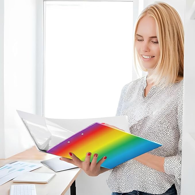 KLL Three-Rings Binders 1-1/2 Inch Notebook Binders with Clipboard 1/2 Pack of Binders Binders for School 200 Sheets Rainbow Gradient -819464