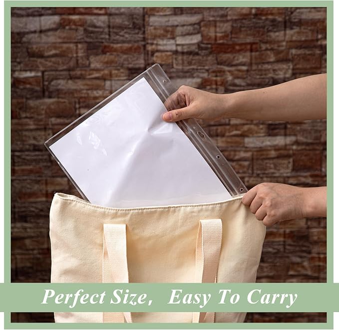 Sinload 10 Pcs Heavy Duty Sheet Protector 8.5 x 11 Inch Job Ticket Holder Waterproof Resealable Zip Page Wall Sign Holder Clear Dry Erase Document Sleeve Magazine Protector Horizontal(12.4 x 9.8 Inch)