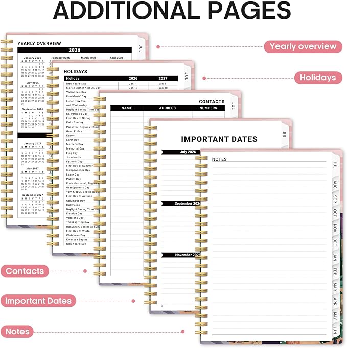 Planner 2026-2027, Jul 2026-Jun 2027 Monthly & Weekly Planner Calendar | 6.3" x 8.5", Hardcover Academic Spiral Pretty School Planning Book for Women, Teacher, Student, Sunset Arroyo