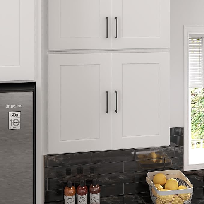 Furinno Shaker Wall Kitchen Cabinet 2-Doors, White | 12 D x 30 W x 24 H, Adjustable Hinges, Soft-Close Shaker-Style Door, Ready to Assemble, Plywood, for Pantry, Dining Room