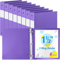 Henoyso 8 Pcs 1.5 Inch 3 Ring Binders, Letter Size,Purple | Binders Bulk, Holds 350 Sheets, Round Rings, Durable Flexible PP Plastic Covers, Pockets Labels, School Office Supplies