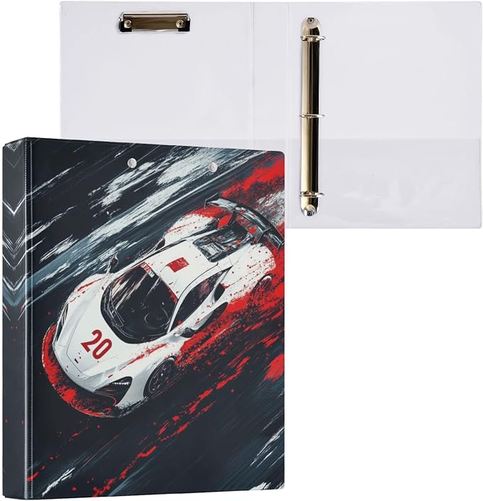 3 Ring Binder Racing Car Truck 1.5" Round Ring Binders View Binder with 200 Sheet for Kids School Supplies Women Men Office, 1 Pack