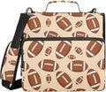 Sports Football Khaki Print Zipper Binder Bag 3 Ring with Shoulder Strap & Handle Multi Pocket Binder Organizer Bag Large Capacity for School Office Supplies