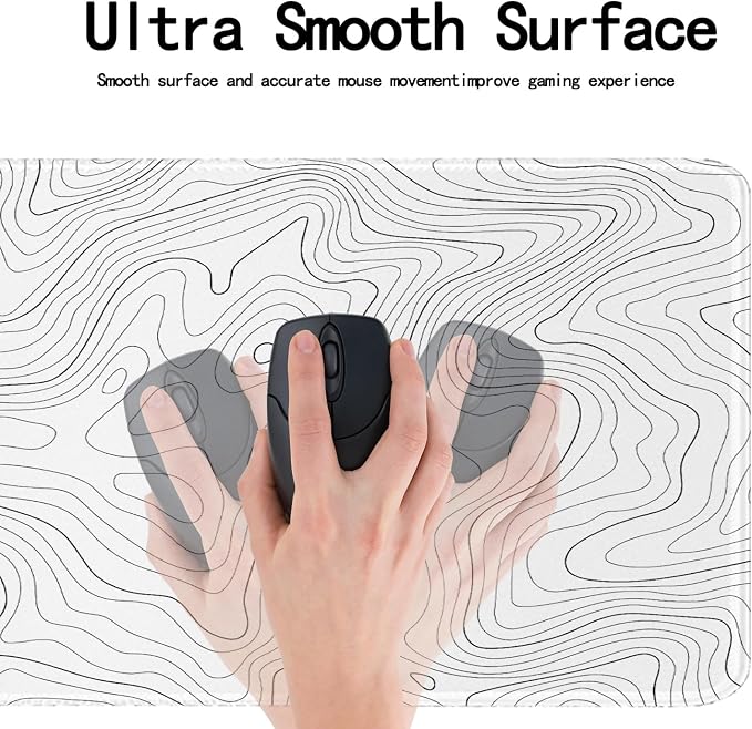 White Topographic Mouse Pad XL 11.8x31.5inch Large Gaming Mouse Mat Laptop Desk Mat,Game Mousepad Non-Slip Rubber Base Gamer PC Computer Pad Long Desk Keyboard Pad Office&Home