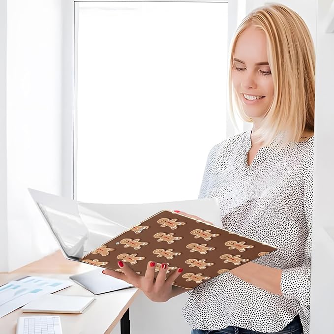 Holiday Gingerbread Brown Decorative 3 Ring Binder 1.5 Inch Large View Binders with Pockets File Organizer for Office College School, 1 Pack