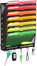8-Tier Wall File Organizer with Hook, Hanging File Organizer Black | Wall-mounted mail storage holds papers, folders, files, clipboards and magazines, assembly required for office or home use.