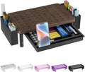WALI Plastic Computer Monitor Stand with Storage, Desk Organizer with Drawer and Pen Holder, Desk Monitor Riser 3 Height Adjustable, Laptop Riser for Computer, Laptop, Printer(PTT003-C), 1 Pack, Brown