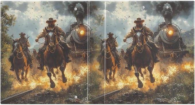 Cowboy Western Fire 3 Ring Binder with 2 Interior Pockets 1.5 inch Binders 3 Ring Heavy Duty Fit 8.5" x 11" Letter Size for Office School, 2 Pack
